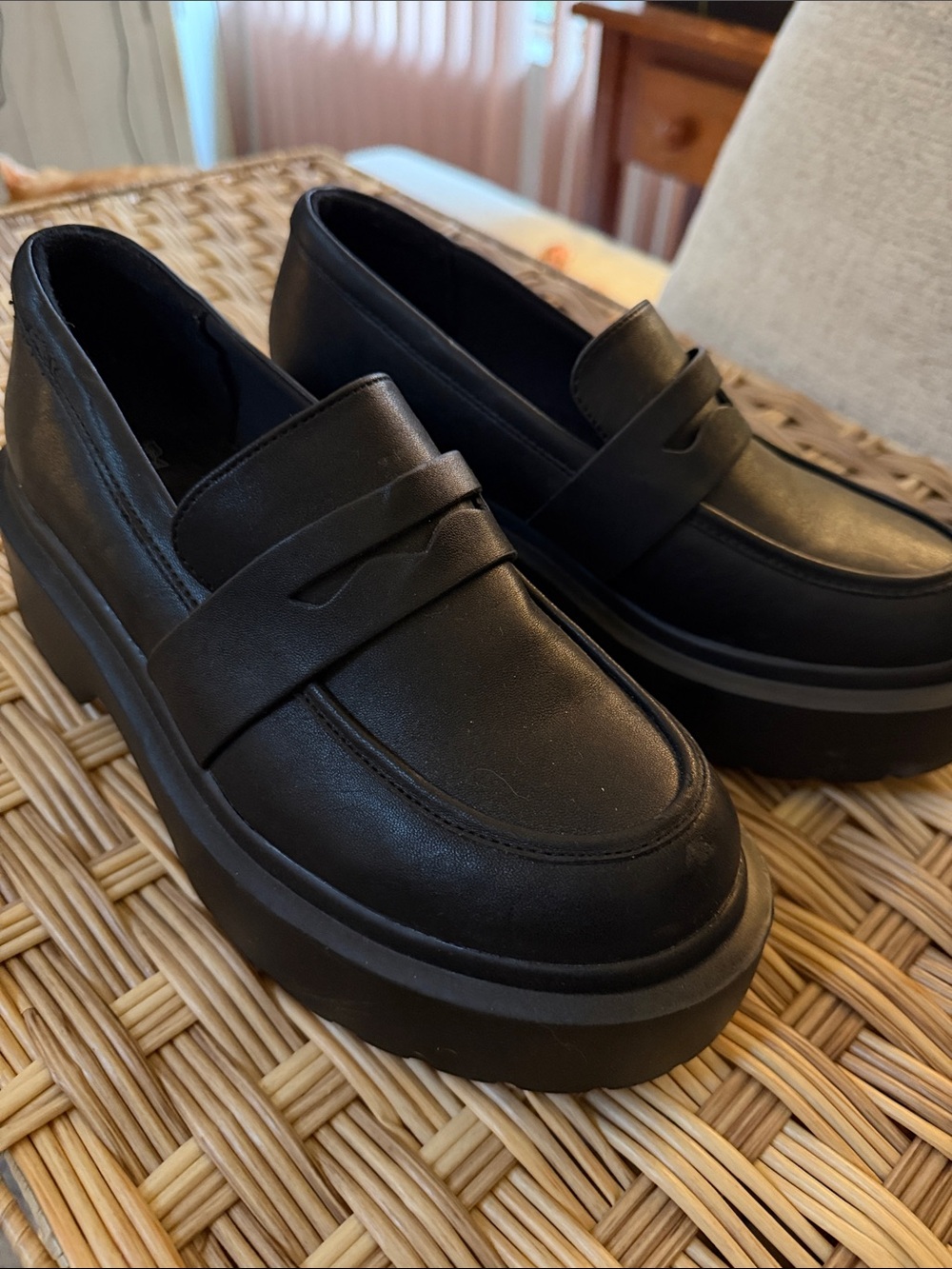 Women's Black Platform Penny Loafers